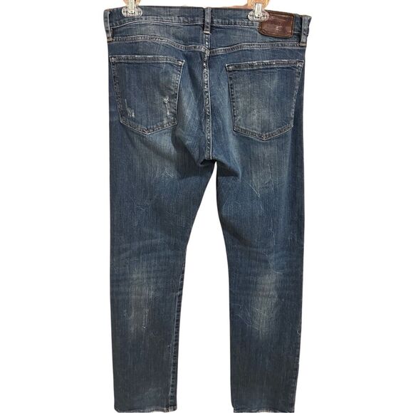 Polo Ralph Lauren Jeans Mens 32x32 Varick Slim Straight Blue Denim Jeans Distres - Picture 8 of 12